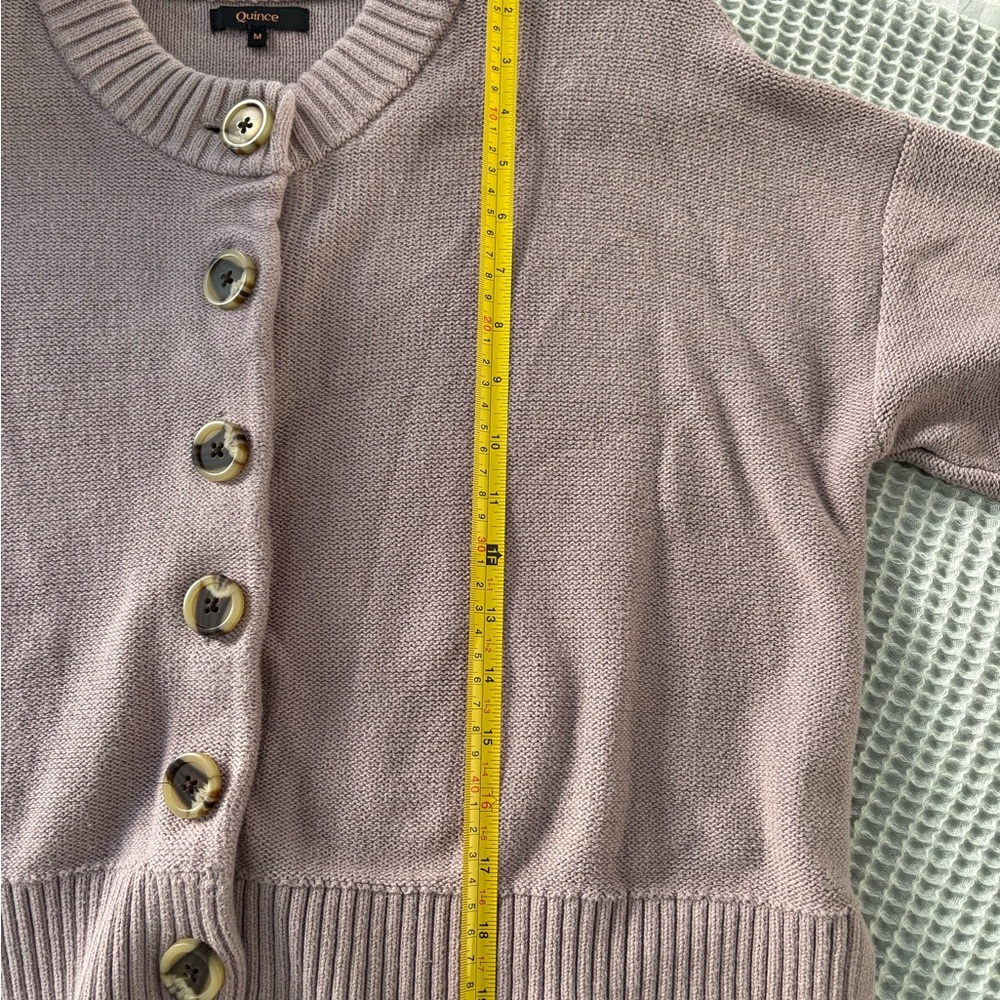 Quince Vintage Rose Button-Up 100% Organic Cotton Cropped Cardigan - Picture 6 of 6